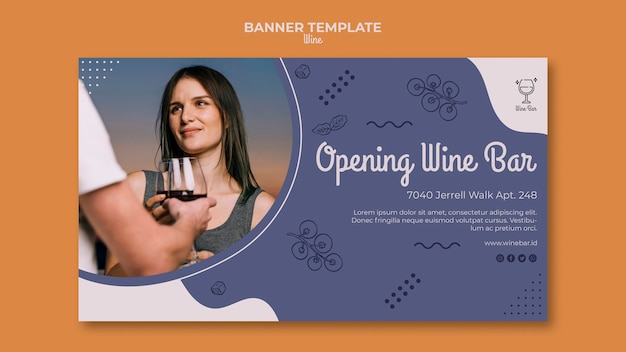 PSD gratuito plantilla de banner de tienda de vinos de banner