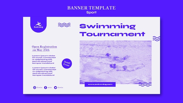 PSD gratuito plantilla de banner de torneo de natación