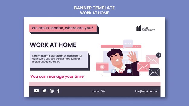 Plantilla de banner para trabajar desde casa
