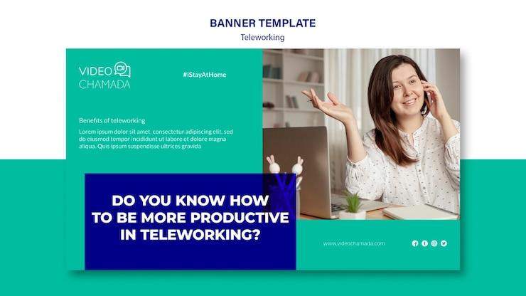 PSD gratuito plantilla de banner de trabajo desde casa