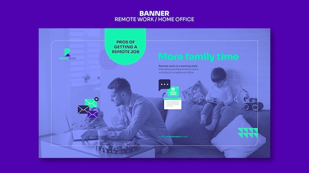 Plantilla de banner de trabajo remoto