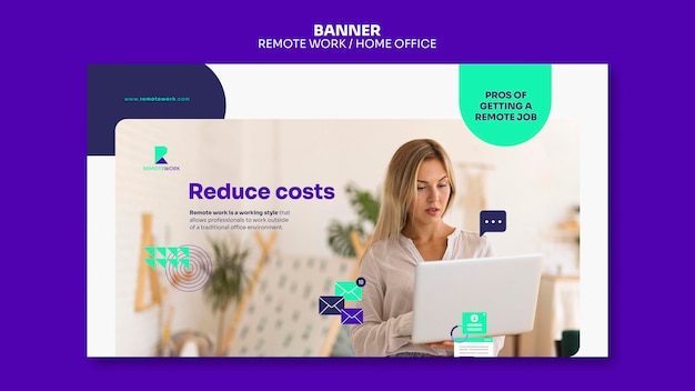 PSD gratuito plantilla de banner de trabajo remoto