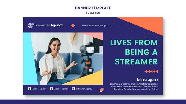 Plantilla de banner para transmitir contenido en línea