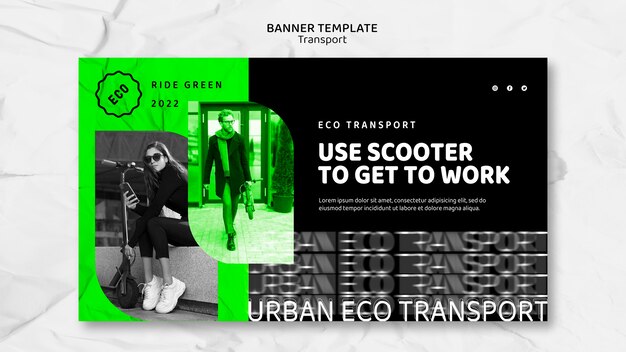 Plantilla de banner de transporte ecológico