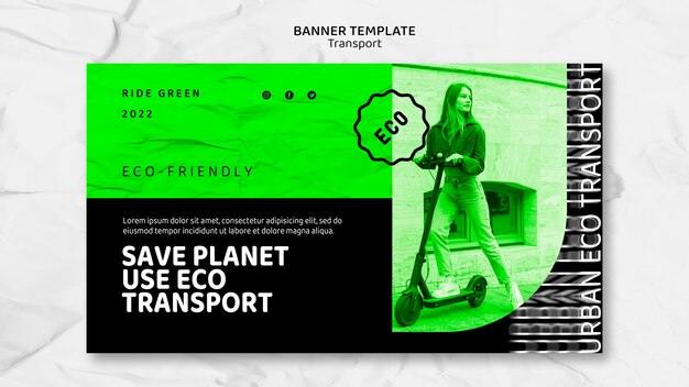 Plantilla de banner de transporte ecológico