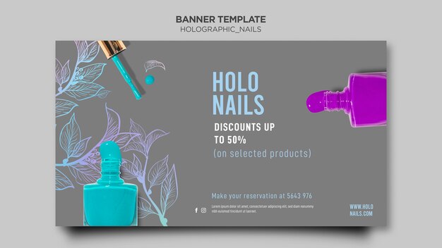 Plantilla de banner de uñas holográficas