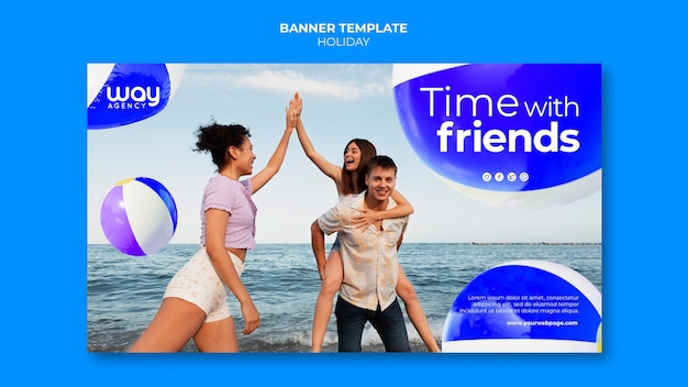 PSD gratuito plantilla de banner de vacaciones de amigos