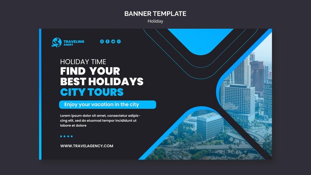 Plantilla de banner de vacaciones en la ciudad