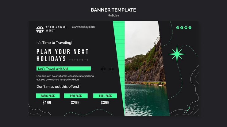 PSD gratuito plantilla de banner de vacaciones con foto