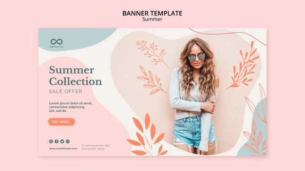 Plantilla de banner de venta de colección de verano
