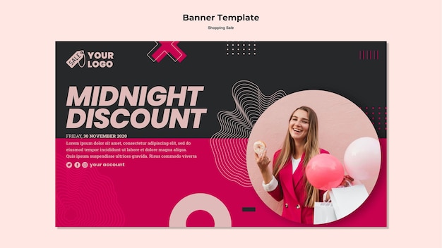 PSD gratuito plantilla de banner de venta de compras con foto