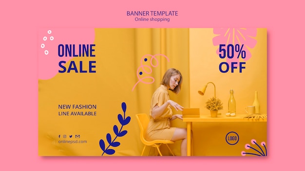 PSD gratuito plantilla de banner de venta en línea