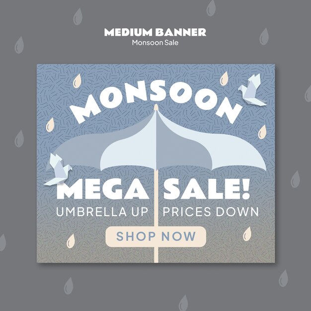 plantilla de banner de venta mega del monzón