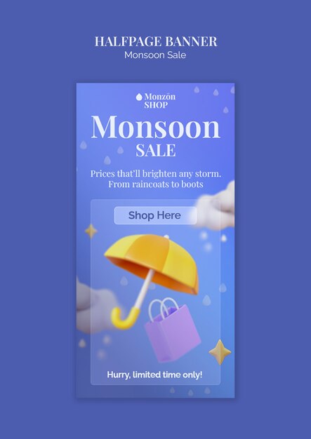 plantilla de banner de venta de monzones