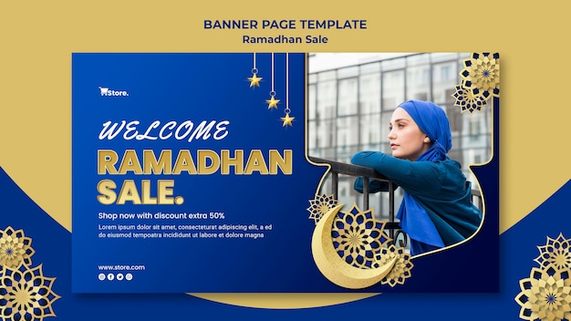 Plantilla de banner para venta de ramadán