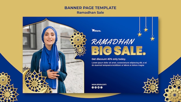 PSD gratuito plantilla de banner para venta de ramadán