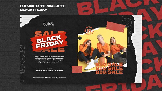 PSD gratuito plantilla de banner de venta de viernes negro