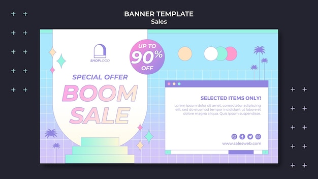 Plantilla de banner de ventas retro