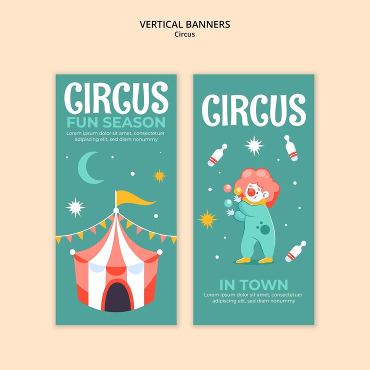 PSD gratuito plantilla de banner vertical de diversión de circo