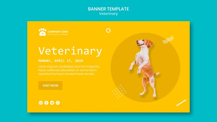 PSD gratuito plantilla de banner veterinario con lindo perro