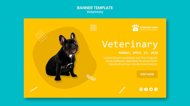 PSD gratuito plantilla de banner veterinario con lindo perro