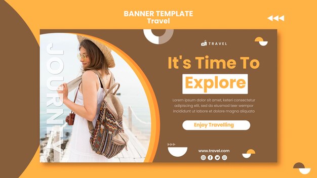 Plantilla de banner para viajar con mujer.