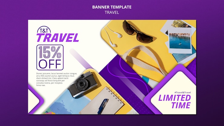 PSD gratuito plantilla de banner de viaje realista