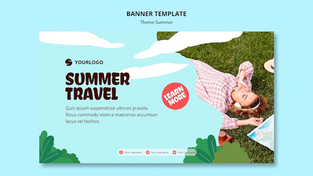 PSD gratuito plantilla de banner de viajes de verano