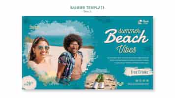 PSD gratuito plantilla de banner de vibraciones de playa tropical