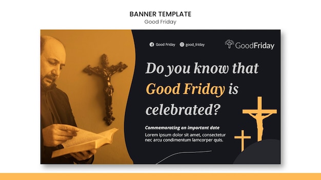 Plantilla de banner de viernes santo con foto