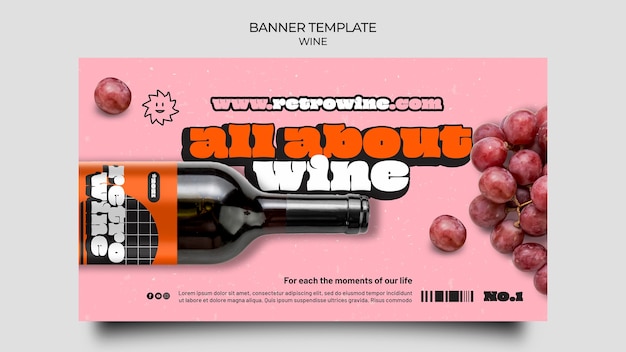 PSD gratuito plantilla de banner de vino de estilo retro