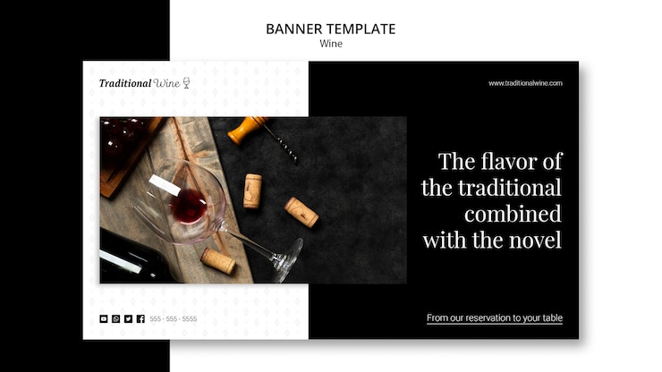 PSD gratuito plantilla de banner de vino tradicional