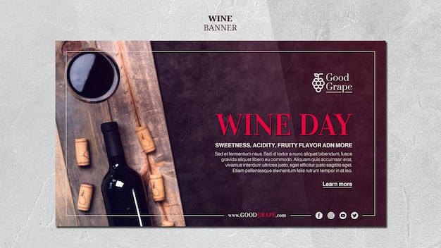 PSD gratuito plantilla de banner de vino