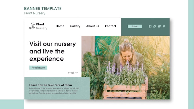 PSD gratuito plantilla de banner de vivero de plantas
