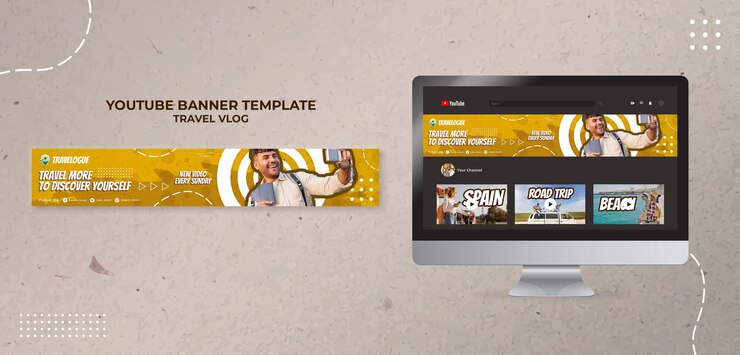 PSD gratuito plantilla de banner de vlog de viajes