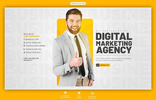 PSD gratuito plantilla de banner web de agencia de marketing digital y corporativo