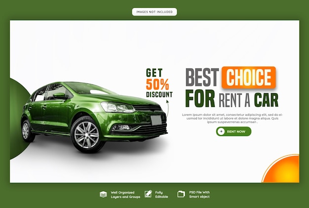 PSD gratuito plantilla de banner web de alquiler de coches y automoción