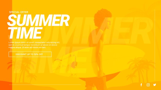 Plantilla de banner web con concepto de verano