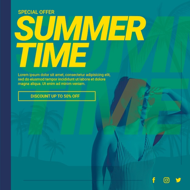 Plantilla de banner web con concepto de verano