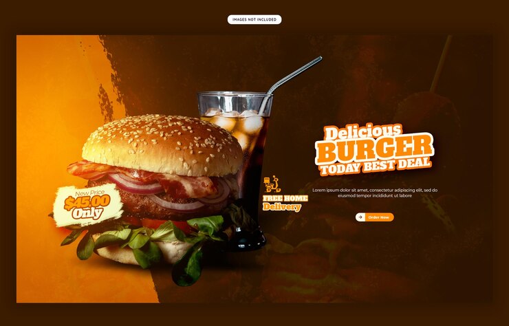 PSD gratuito plantilla de banner web de deliciosa hamburguesa y menú de comida