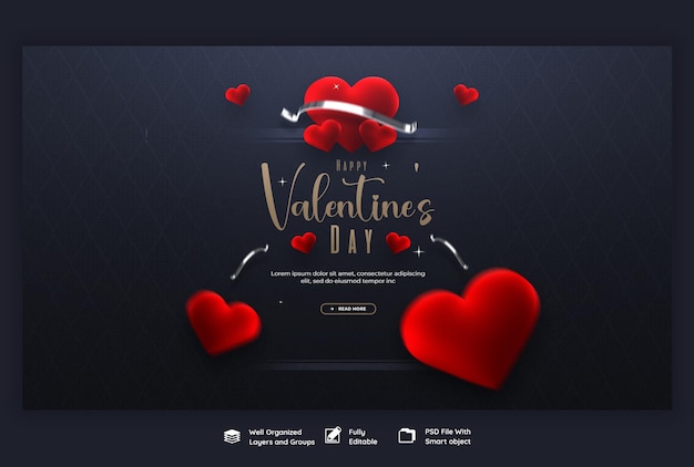 Plantilla de banner web para el día de san valentín y la súper venta