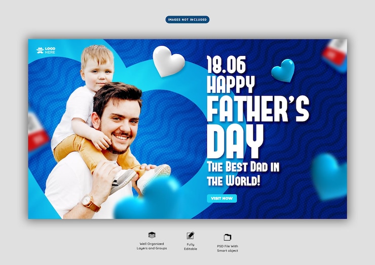 Plantilla de banner web feliz día del padre