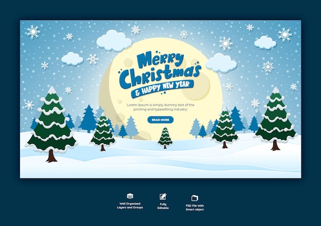 PSD gratuito plantilla de banner web feliz navidad y feliz año nuevo