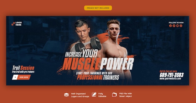 PSD gratuito plantilla de banner web de gimnasio y fitness