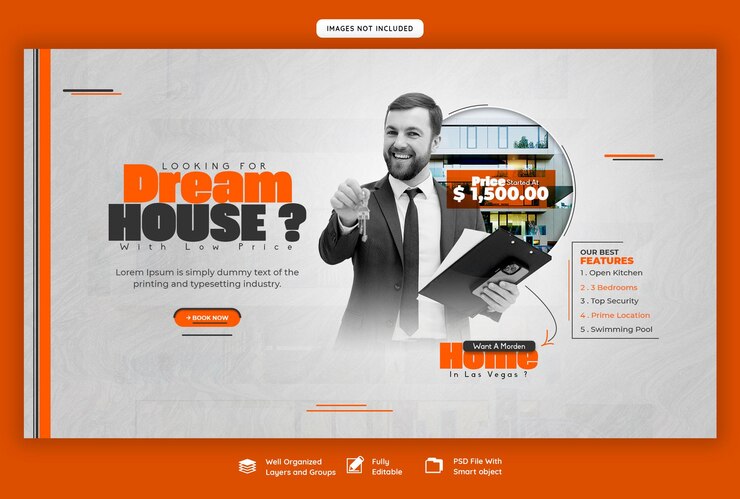 PSD gratuito plantilla de banner web de propiedad de casa inmobiliaria