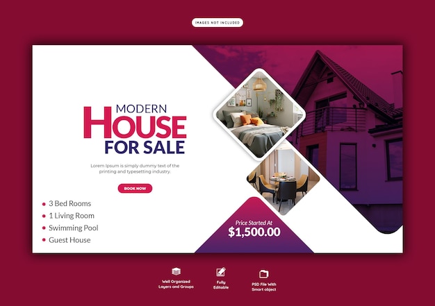 Plantilla de banner web de propiedad inmobiliaria de bienes raíces