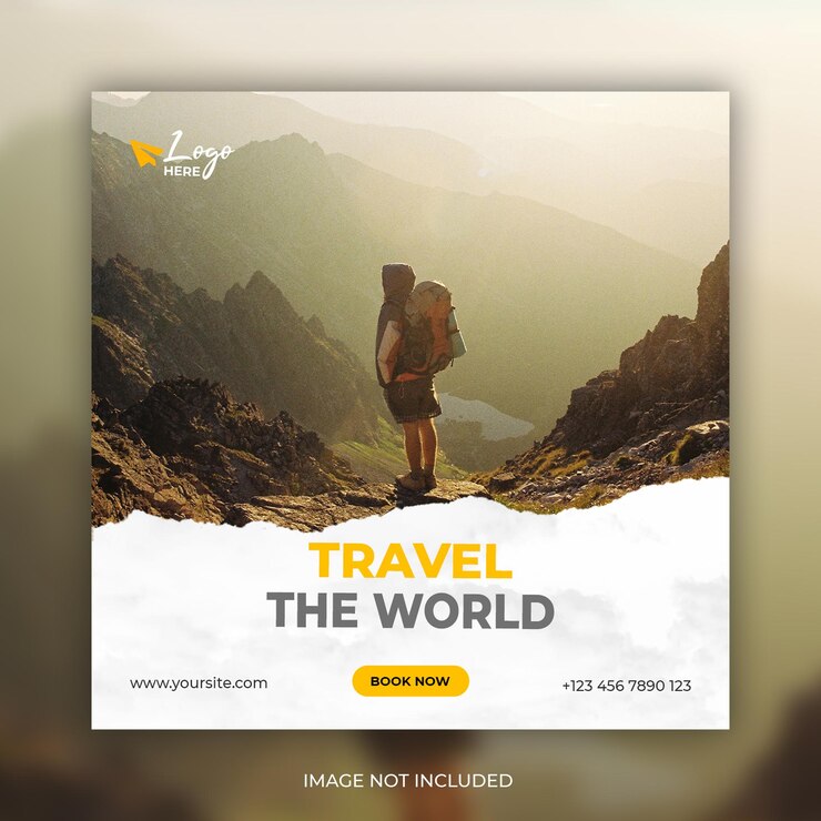 PSD gratuito plantilla de banner web de publicación de instagram de viajes y viajes o publicación en redes sociales