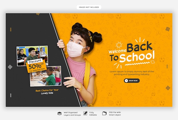 PSD gratuito plantilla de banner web de regreso a la escuela