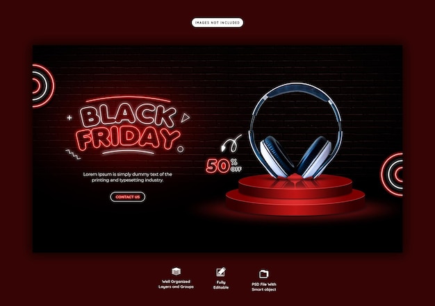 Plantilla de banner web de super rebajas de black friday