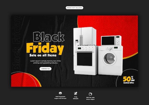 Plantilla de banner web de super rebajas de black friday